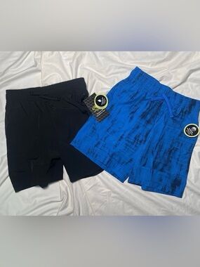 2 Pairs Athletic Blue & Black Boys M 8 Performance Shorts Lightweight Quick-Dry